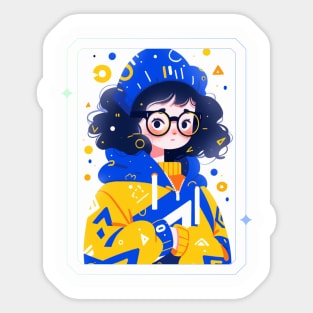 Charming girl illustration Sticker